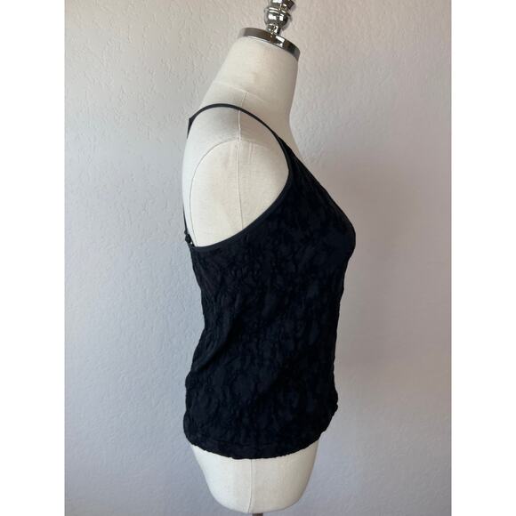 Anthropologie Black Strappy Back Tank Top Floral size Medium - Picture 4 of 6